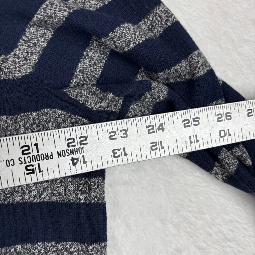Banana Republic Mens XL Navy Blue Grey Striped Cashmere Blend V-Neck Sweater